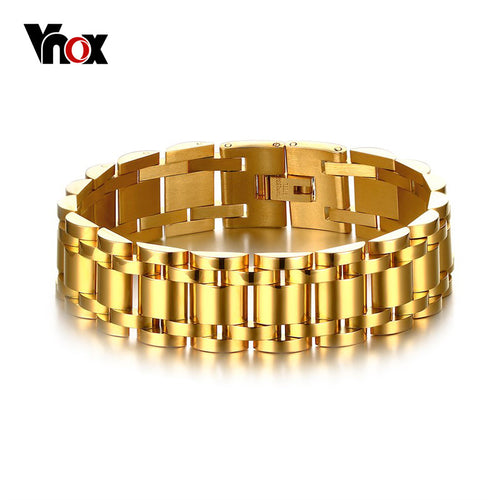 VNOX 17mm width Stainless Steel Men's Bracelet Watch Band Style Chunky Chain Bangle for Men